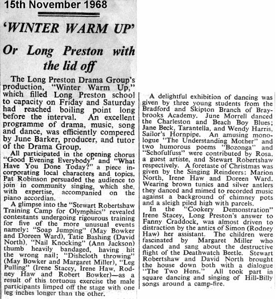 Winter Warm Up a - Nov 1968.JPG - Long Preston Drama Group - Winter Warm Up - Nov 1968 - Review page 1
